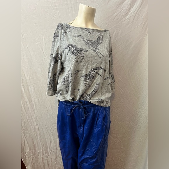 Coolest vintage 80’s real cobalt blue leather drawstring pants - Picture 8 of 9